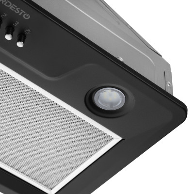 Витяжка Ardesto вбудована, 52см, 700м3ч, метал, 2х1Вт LED, кнопкове, чорний