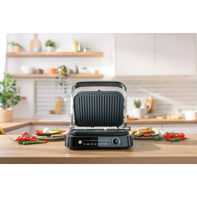 Гриль Gorenje прижимной 2100Вт, темп. режимов-7, съемные пластины, раскрытие на 180°, металл, серый (GCG2100S)