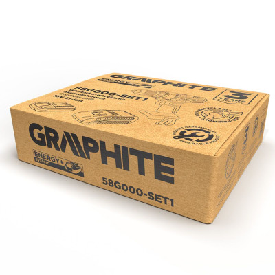 Шуруповерт-дрель аккумуляторный GRAPHITE Energy+ 18В 1х2А·год 44Нм 0-350·0-1250об/хв ЗП 1.2кг 58G000-SET1