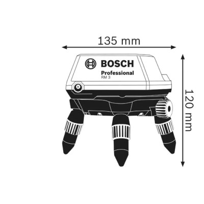 Тримач універсальний поворотний Bosch Professional RM3, 35х63х120мм, пульт, 0.5кг Тримач універсальний поворотний Bosch Professional RM3, 35х63х120мм, пульт, 0.5кг