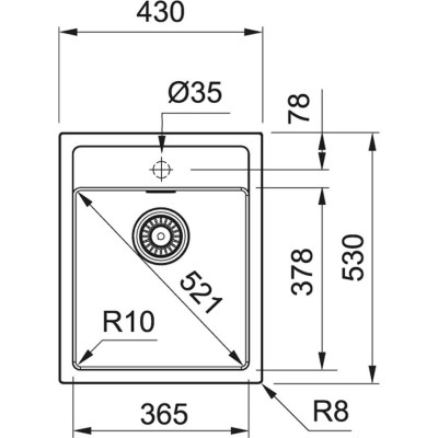 Мийка кухонна Franke Sirius тектонайт, прямокут., без крила, 430х530х200мм, чаша - 1, врізна, бежевий