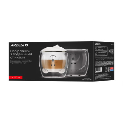 Набір чашок з подвійними стінками Ardesto Animals, 250мл, 2шт, боросилікатне скло, прозорий Набір чашок з подвійними стінками Ardesto Animals, 250мл, 2шт, боросилікатне скло, прозорий