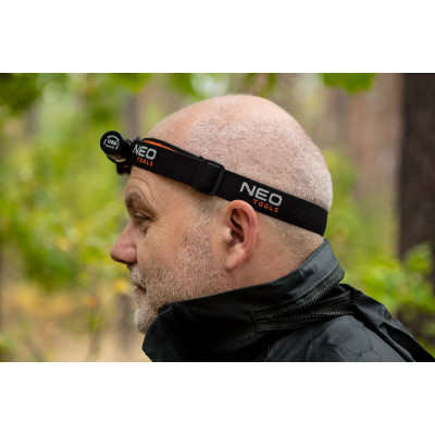 Ліхтар налобний акумуляторний Neo Tools, 1200мА•год, 800лм, 10Вт, 3 функції освітлення, IP20