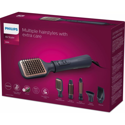 Фен-щітка Philips 5000 Series 1000Вт, 3 режими, іонізація, 5 насадок, синій Фен-щітка Philips 5000 Series 1000Вт, 3 режими, іонізація, 5 насадок, синій