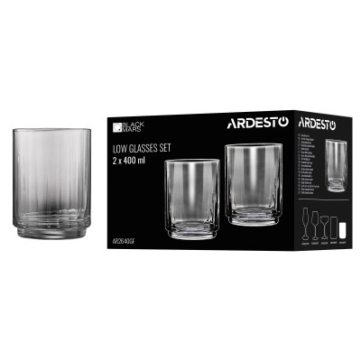 Набор стаканов ARDESTO Black Mars Alcor 400мл, 2шт, стекло, серый