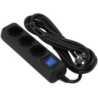 Удлинитель сетевой 2E 3хТип F, 3х1.5мм кв, 16A, 3м, черный 2E-U03ESM3BK