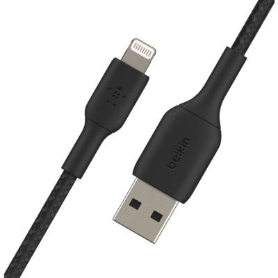 Belkin Кабель USB-A - Lightning, BRAIDED, 2m, black Belkin Кабель USB-A - Lightning, BRAIDED, 2m, black