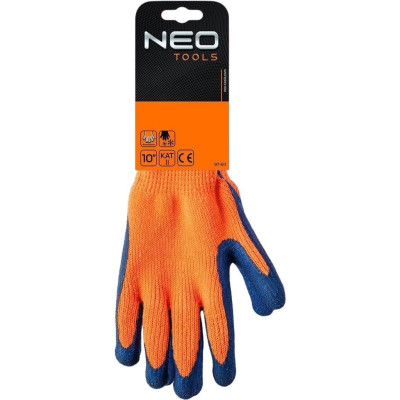 Neo Tools Рукавички робочі, утеплені, латексне покриття, поліестер, р.10, помаранчево сині Neo Tools Рукавички робочі, утеплені, латексне покриття, поліестер, р.10, помаранчево сині