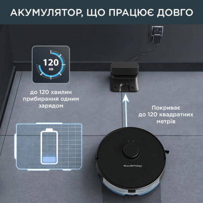 Робот-пилосос Rowenta X-Plorer Serie 75 S, h=9.5см, вологе прибирання, конт пил -0.4л, вода -0.3л, автон. робота до 120хв, НЕРА, управління через смартфон, чорний Робот-пилосос Rowenta X-Plorer Serie 75 S, h=9.5см, вологе прибирання, конт пил -0.4л, вода -0.3л, автон. робота до 120хв, НЕРА, управління через смартфон, чорний