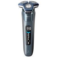 Бритва електр. Philips роторна Series 7000, 9Вт,  бритв.головок-3, Li-Ion, сух.+волог., тример, чохол, Bt., сіро-синій