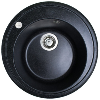 Мойка кухонная Adamant Sun, искусственный камень, круглая, без крыла, 510x200мм, чаша - 1, врезная, черный