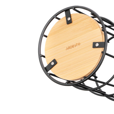 Підставка для столових приборів ARDESTO Midori 11х11х17см, метал, бамбук, чорний