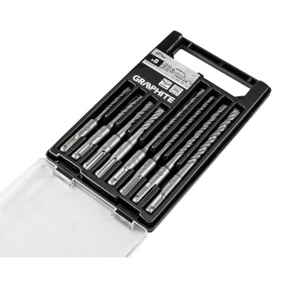 Набір свердел по бетону GRAPHITE SDS Plus 5x6x8х110мм, 5х6x8x10x160мм, кейс, 8шт Набір свердел по бетону GRAPHITE SDS Plus 5x6x8х110мм, 5х6x8x10x160мм, кейс, 8шт