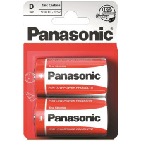 Батарейка Panasonic RED ZINC вугільно-цинкова D(R20) блістер, 2 шт.