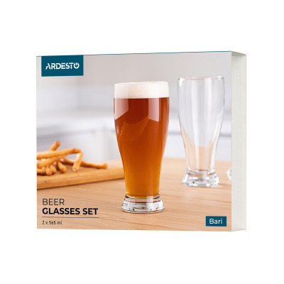 ARDESTO Набір стаканів для пива Bari 565 мл, 2 шт, скло ARDESTO Набір стаканів для пива Bari 565 мл, 2 шт, скло