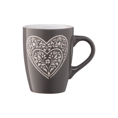 Чашка ARDESTO  Heart, 330мл, кераміка, сірий темний