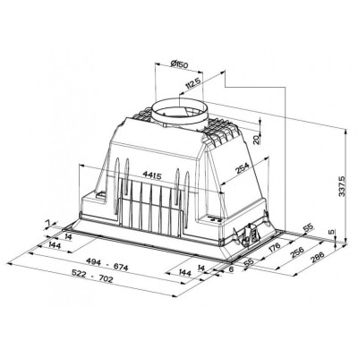Витяжка Faber вбудована, 70см, 968м.куб/год, Inka Plus Hcs A70, чорний