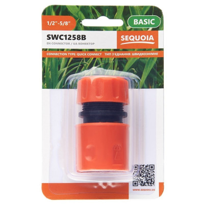 Конектор для шланга SEQUOIA SWC1258B 1/2'-5/8' пластик 0.02кг Конектор для шланга SEQUOIA SWC1258B 1/2'-5/8' пластик 0.02кг
