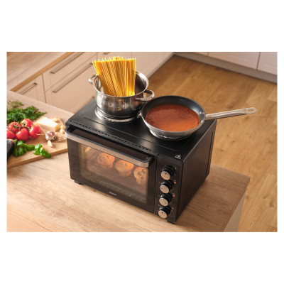 Піч електрична Sencor, 35л, 1500Вт, механіч., гриль, конвенція, 2 конф.зверху, підсвітка всередині, чорна Піч електрична Sencor, 35л, 1500Вт, механіч., гриль, конвенція, 2 конф.зверху, підсвітка всередині, чорна