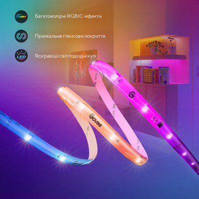 Govee Стрічка світлодіодна розумна H619A RGBIC Basic Wi-Fi + Bluetooth LED Strip Light With Protective Coating 5м Білий Govee Стрічка світлодіодна розумна H619A RGBIC Basic Wi-Fi + Bluetooth LED Strip Light With Protective Coating 5м Білий