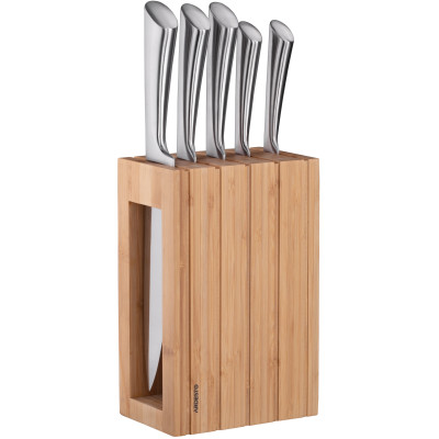 ARDESTO Набір ножів Black Mars 6 пр., нержавіюча сталь, бамбуковий блок ARDESTO Набір ножів Black Mars 6 пр., нержавіюча сталь, бамбуковий блок