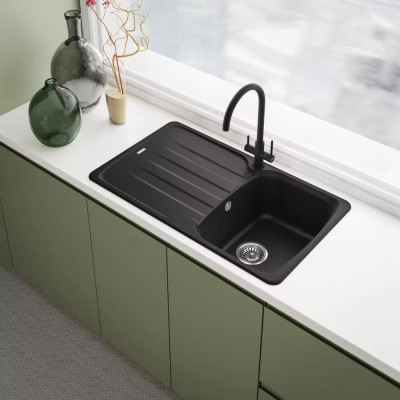 Змішувач для кухні Franke Lina Clear Water, довж.виливу - 216 мм, поворотний, 1+1 фільтр, чорний матовий