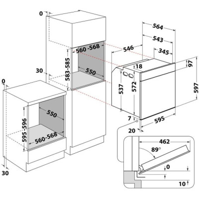 Духова шафа Whirlpool електрична, 73л, A+, дисплей, конвекція, телескопічні напрямні, чорний