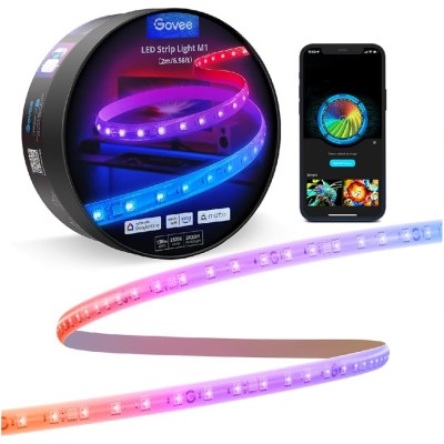 Govee Стрічка світлодіодна розумна H100E LED Strip Light M1 Matter Compatible 1m extension of H61E1, 1м, RGBIC , WI-FI/Bluetooth, білий