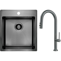 Набір для кухні Deante Olfato стальна мийка ZPO_D10A + зміш. BQO_D72M, титан Набір для кухні Deante Olfato стальна мийка ZPO_D10A + зміш. BQO_D72M, титан