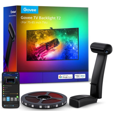 Govee Набір адаптивного підсвічування H605C Envisual TV Backlight T2 with Dual Cameras 75-85' RGB Чорний Govee Набір адаптивного підсвічування H605C Envisual TV Backlight T2 with Dual Cameras 75-85' RGB Чорний