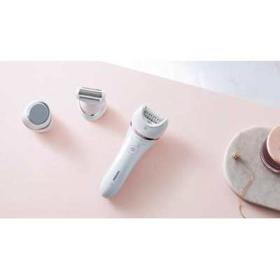 Епілятор Philips Epilator Series 8000 дисковий, акумуляторний , пінцет.-32, волог.+сух., насадок-5, біло-рожевий