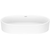 Раковина, умивальник ARDESTO Elle, штучний камінь, овальна, без отвору для змішувача та переливу, 540x350x110мм, накладний, білий