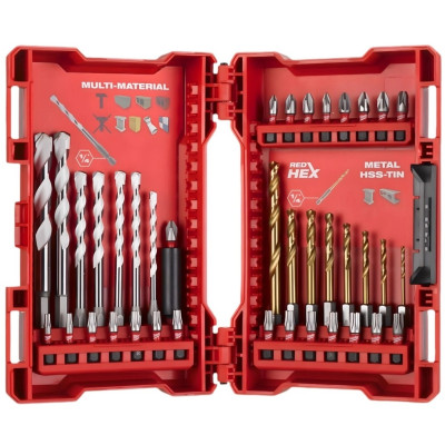 Набір біт і свердл по металу Milwaukee RedHEX TiN, сталь, кейс, 39шт Набір біт і свердл по металу Milwaukee RedHEX TiN, сталь, кейс, 39шт