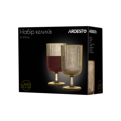 ARDESTO Набір келихів Golden Moon 300 мл, 2 шт., скло ARDESTO Набір келихів Golden Moon 300 мл, 2 шт., скло