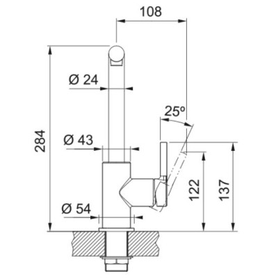 Змішувач для кухні Franke Lina L Shape, довж.виливу - 212мм, поворотний, 1важіль, чорний матовий