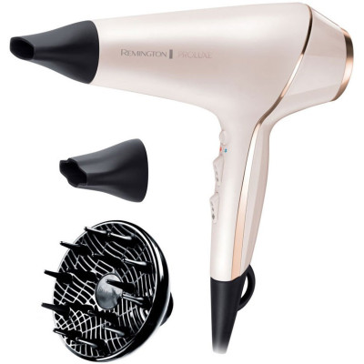 Фен Remington ProLuxe AC motor, 2400Вт, 3 режими, дифузор, іоніз-я, хол. обдув, рожевий