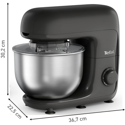 Кухонна машина Tefal Bake Essential 800Вт, чаша-метал, корпус-метал/пластик, насадок-4, чорний