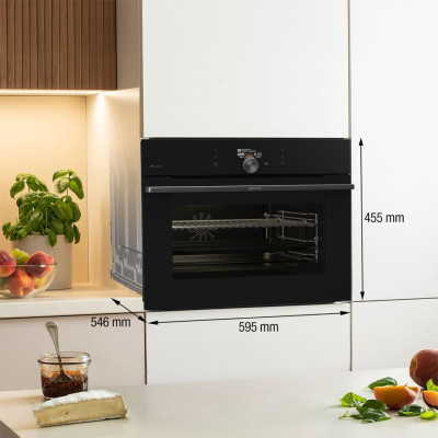 Духова шафа Gorenje електрична компактна, 50л, A+, дисплей, Wi-Fi, ф-ція мікрохвиль, чорний
