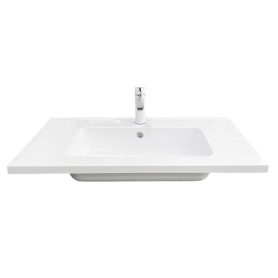 Раковина, умивальник Adamant FLATE, штучний камінь, прямокут., з отвором для змішувача, з отвором для переливу, 800х450х140мм, накладний, білий