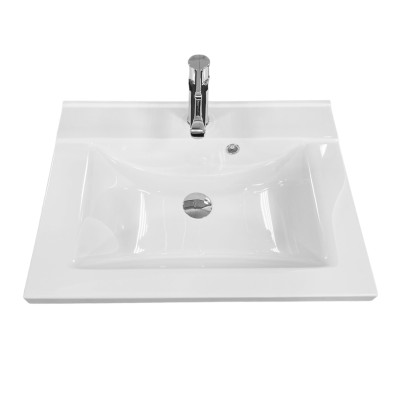Раковина, умивальник Adamant QUANTO, штучний камінь, прямокут., з отвором для змішувача, з отвором для переливу, 600х447х140мм, накладний, білий