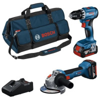 Набір із двох акумуляторних інструментів Bosch Professional 18В дриль-шурупокрут GSR 18V-45, Шліфмашина кутова GWS 18V-8, акб 2x4А·год, ЗП, сумка M-BAG Набір із двох акумуляторних інструментів Bosch Professional 18В дриль-шурупокрут GSR 18V-45, Шліфмашина кутова GWS 18V-8, акб 2x4А·год, ЗП, сумка M-BAG