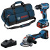 Набір із двох акумуляторних інструментів Bosch Professional 18В дриль-шурупокрут GSR 18V-45, Шліфмашина кутова GWS 18V-8, акб 2x4А·год, ЗП, сумка M-BAG