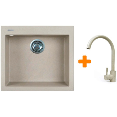 Набір кухонний Adamant Univer, штучний камінь, квадрат, без крила, 560х500х200мм, чаша - 1, врізна, Avena + змішувач Набір кухонний Adamant Univer, штучний камінь, квадрат, без крила, 560х500х200мм, чаша - 1, врізна, Avena + змішувач