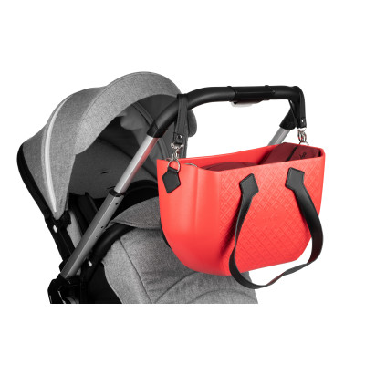 Сумка Nuvita MyMia ручки еко-шкіра, килимок, ремені для коляски, червоно-чорний