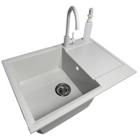 Набір кухонний Adamant Horizon Medium, штучний камінь, прямокут., з крилом, 700х500х230мм, чаша - 1, врізна, Old stone + змішувач та дозатор Набір кухонний Adamant Horizon Medium, штучний камінь, прямокут., з крилом, 700х500х230мм, чаша - 1, врізна, Old stone + змішувач та дозатор