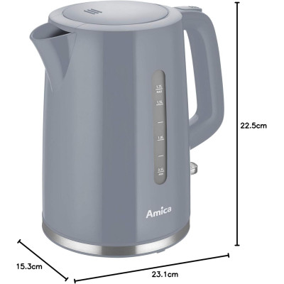 Электрочайник Amica 1.7л, пластик, серый