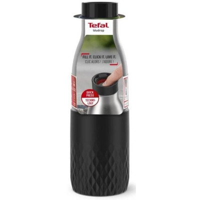 Термопляшка Tefal Bludrop soft touch, 500мл, нержавіюча сталь, графітовий