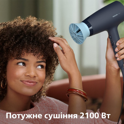 Фен Philips 3000 Series, 2100Вт, 3 режими, дифузор, іоніз-я, хол. обдув, синій Фен Philips 3000 Series, 2100Вт, 3 режими, дифузор, іоніз-я, хол. обдув, синій