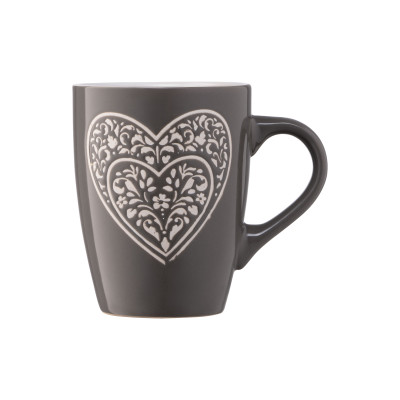 Чашка ARDESTO  Heart, 330мл, кераміка, сірий темний