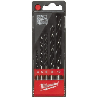 Набір свердел по дереву Milwaukee, 4-10мм, кейс, 5шт
